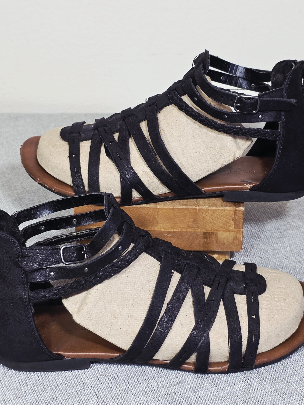 Black Strappy Gladiator Sandals - Women